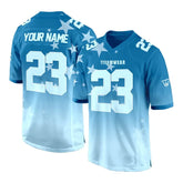 Custom Blue Gradient Stars Authentic Football Jersey